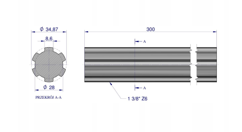 Wałek WOM frezowany całościowo 300mm.png