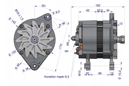 Alternator 14V 95A Zetor Forterra 16359975 9515713 EXPOM KWIDZYN 9515713 3.png