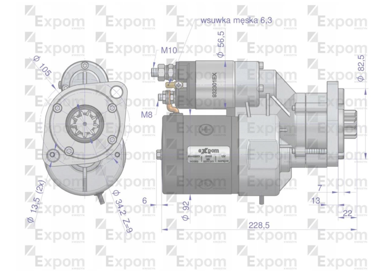 Rozrusznik 12V 2.7kW 9Z typu Magneton 9144820 Deutz-Fahr EXPOM 6005706618 1.png