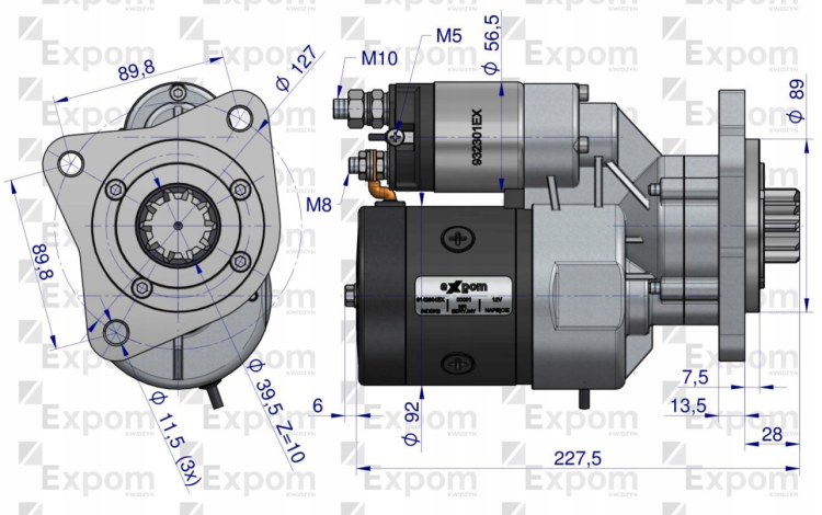 Rozrusznik 12V 2.7kW 10Z typu Magneton R11G Ursus 4512 4514 MF-4 Claas 9142804 EXPOM 70179544M1  4.png