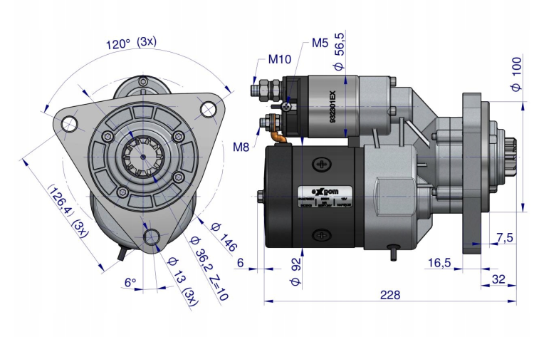 Rozrusznik z reduktorem typu Magneton T25 MTZ Blue Line EXPOM KWIDZYN 9142780 2.png