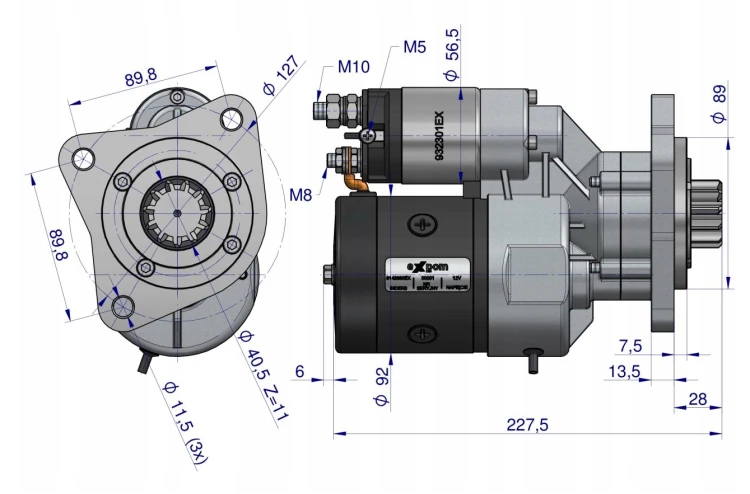 Rozrusznik 12V 2.7kW 11Z Same Steyr Lamborghini typu Magneton 9142603 9142880 EXPOM 0001314011 4.png