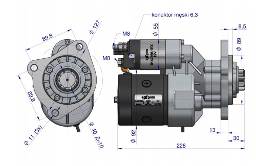 Rozrusznik z reduktorem typu Magneton R11G MF4 Ursus 4512 9142743 Blue Line EXPOM 70179544M1 3.png