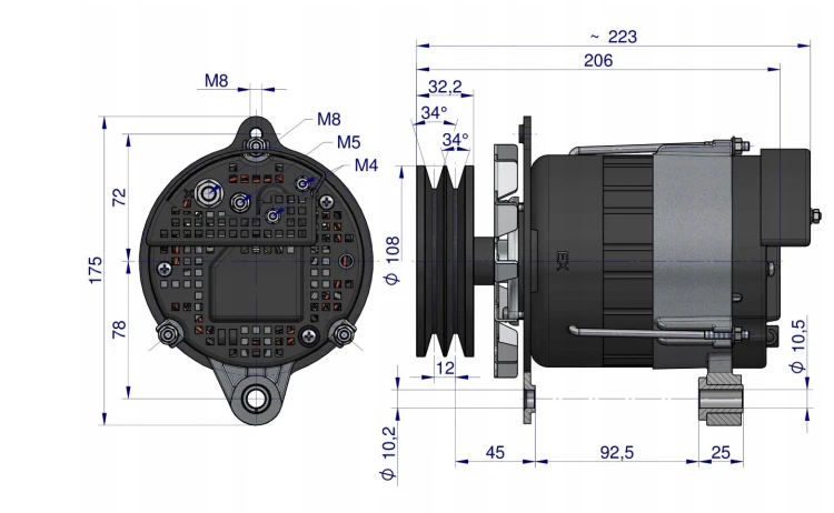 Alternator MTZ 1400W 100A podwójne koło pasowe KWIDZYN G9702.3701 G97023701 3.png