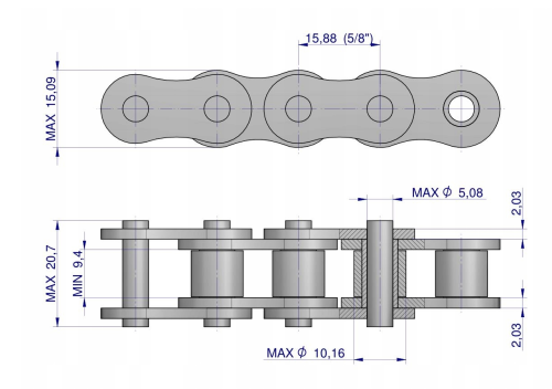 Łańcuch rolkowy napęd - przenośnik kłosowo-ziarnowy 63 ogniwa New Holland 80116140 Waryński 1.png