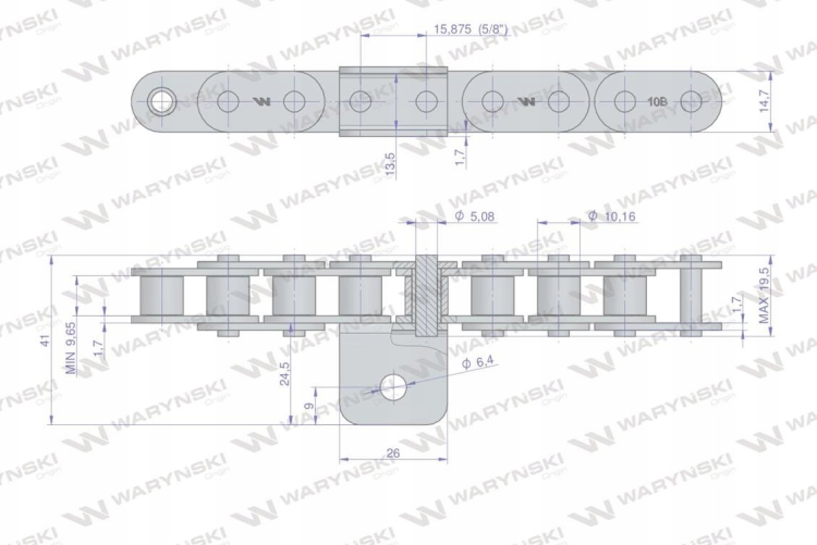 Łańcuch C10B R1 przenośnika Kombajnu do Porzeczek Waryński opakowanie 100m 2.png