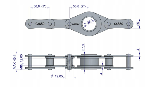 Łańcuch CA650-1 128 ogniw 32 belek do Prasa Zwijka Sipma 5269077502 5269077500 Waryński 3.png
