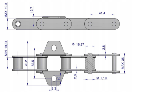 Łańcuch podajnika CA550 łapka K1 co 6 ogniwa 5m.png