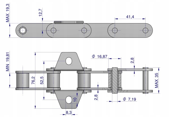 Łańcuch podajnika CA550 łapka K1 co 6 ogniwa 5m.png