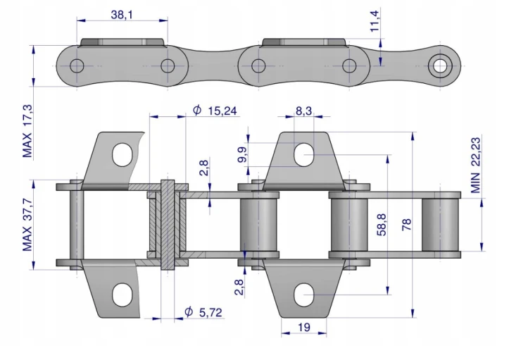 Łańcuch podajnika S52 łapka K1 co 2 ogniwa 5m.png