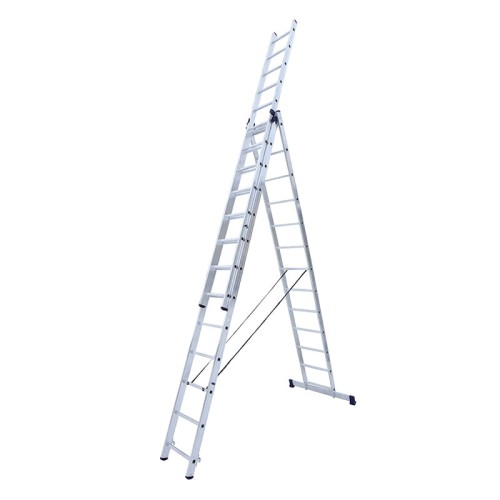 Rozsuwana drabina 3x11 szczebli 700cm 3 elementy ze stabilizatorem BARDZO STABILNA
