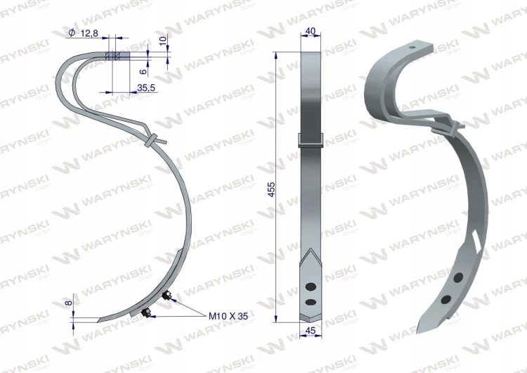 Ząb kultywatora szeroki z redliczką 460mm 40x10mm 1410/01-001/0 1410010010