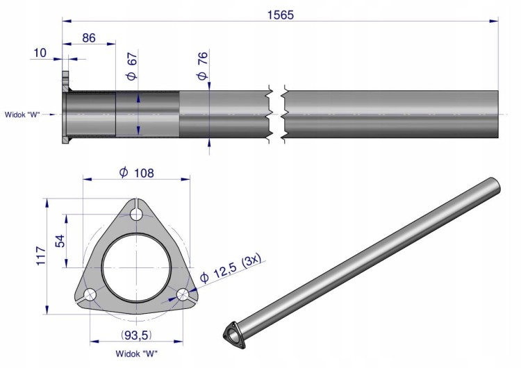 Rura URSUS C-385 TURBO prosta stal nierdzewna WARYŃSKI 89014040