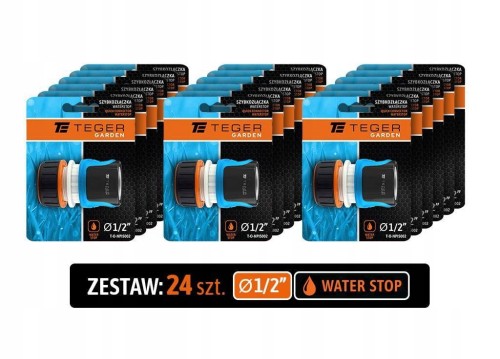 Szybkozłączka, 1/2" - z waterstop, (sprzedawane po 24), Teger T-O-NPIS002-SET