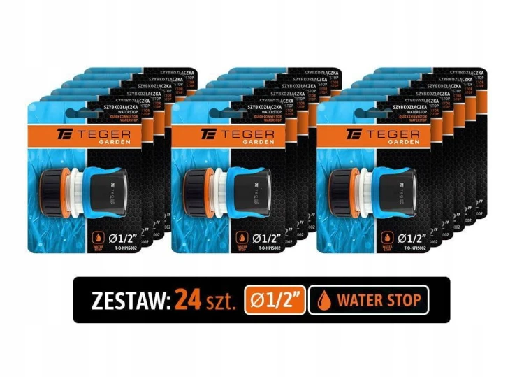 Szybkozłączka, 1/2" - z waterstop, (sprzedawane po 24), Teger T-O-NPIS002-SET