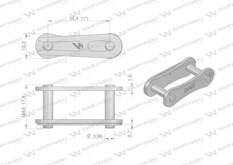 Zamek spinka łańcucha 2040 208A (R1 1) Waryński 5szt Z208A