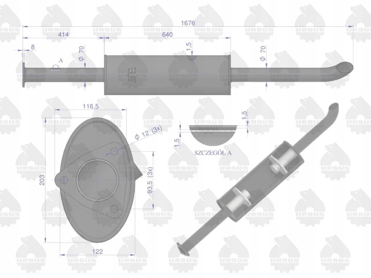 Tłumik TURBO 1676mm 9.8kg URSUS C-385 ORYGINAŁ URSUS 89014040