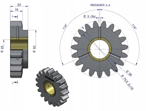 Koło zębate wstecznego biegu URSUS C-330 ORYGINAŁ URSUS 42230030 2.png