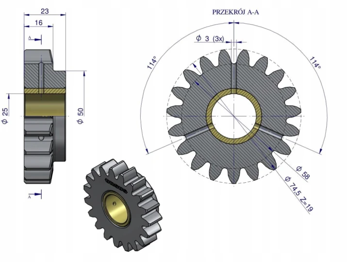 Koło zębate wstecznego biegu URSUS C-330 ORYGINAŁ URSUS 42230030 2.png