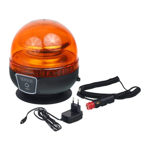Lampa Ostrzegawcza 12-24V "Kogut" LED Mocowanie na Magnes I Przyssawkę Bezprzewodowa Okrągła Ece R65 Błyskowa Rotacyjna 45 LED LOKBM2H