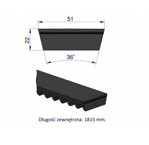 Pas napędu młocarni Claas 51x1815 702536 Teger Hard Belt 2.png