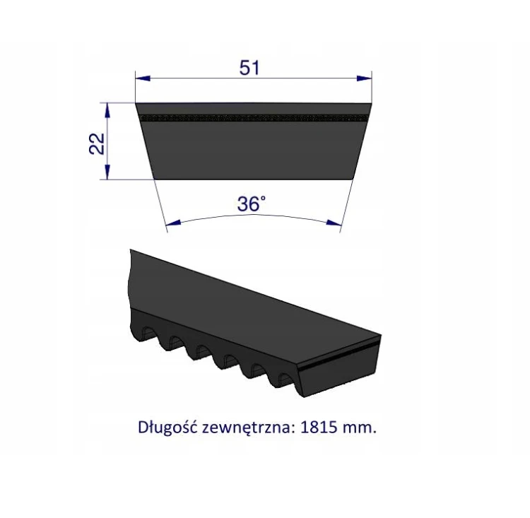 Pas napędu młocarni Claas 51x1815 702536 Teger Hard Belt 2.png