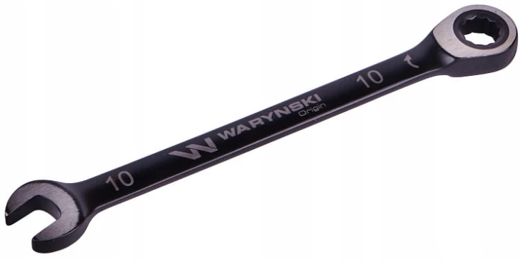 Zestaw kluczy płaskooczkowych z grzechotką standard w pokrowcu 19 szt rozmiary od 6-24 w standardzie ASME B107-2010 Waryński