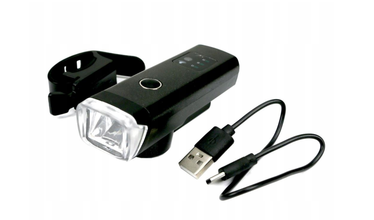 Zestaw lamp rowerowych latarka LED przednia 2000 mAh LED tylna 150mAh z klaksonem Teger 2222.png