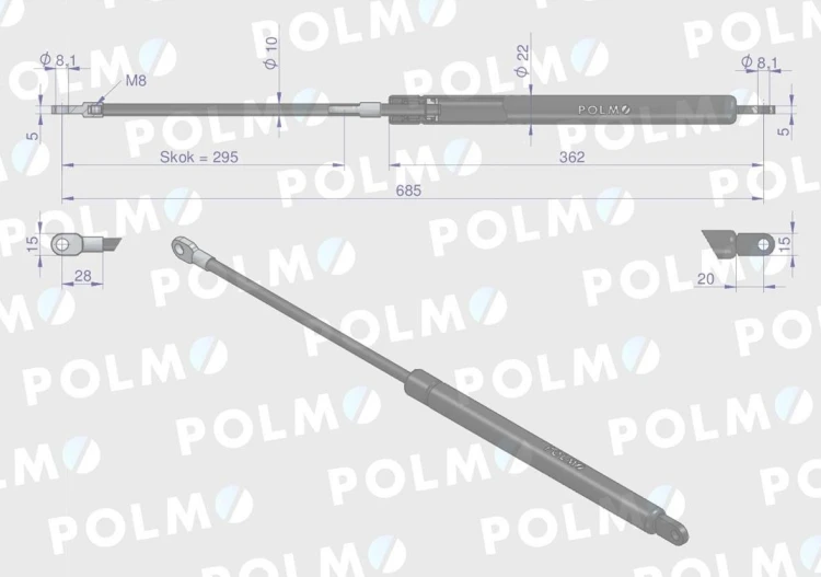 Siłownik sprężyna gazowa prasy New Holland CASE 685mm 84015664.png