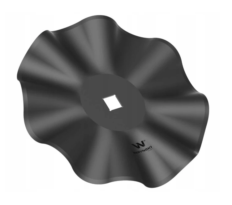 Talerz, prosty falowany gruba fala 510 otwór 40x40 grubość 5 mm stal borowa, Waryński.png