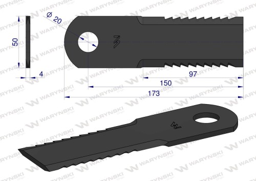 Nóż, obrotowy rozdrabniacz słomy sieczkarnia uzębiony 173x50x4mm otwór 20 do 755784.0 Claas Lexion WARYŃSKI, Waryński.jpeg