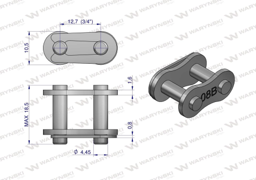 Zamek spinka łańcucha 08B-1 (R1 1/2) Waryński
