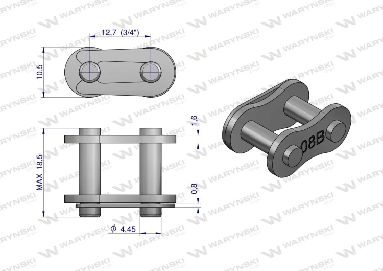 Zamek spinka łańcucha 08B-1 (R1 1/2) Waryński