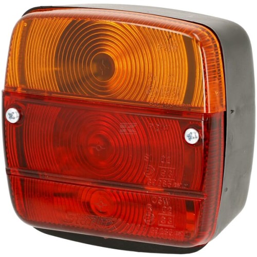 Lampa tylna zespolona lewa kwadratowa 12/24V czerwona/pomarańczowa przykręcana LA11004