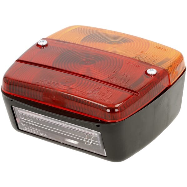 Lampa tylna zespolona lewa kwadratowa 12/24V czerwona/pomarańczowa przykręcana LA11004