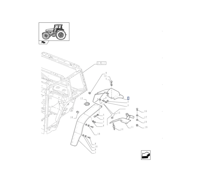 Tylny błotnik lewy New Holland T5000 82032415