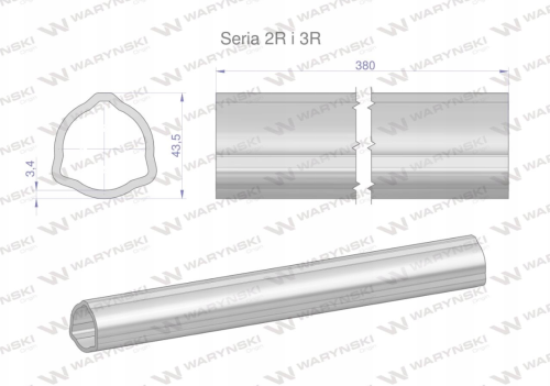 ura zewnętrzna Seria 2R i 3R do wału 510 przegubowo-teleskopowego 43.5x3.4 mm 385 mm
