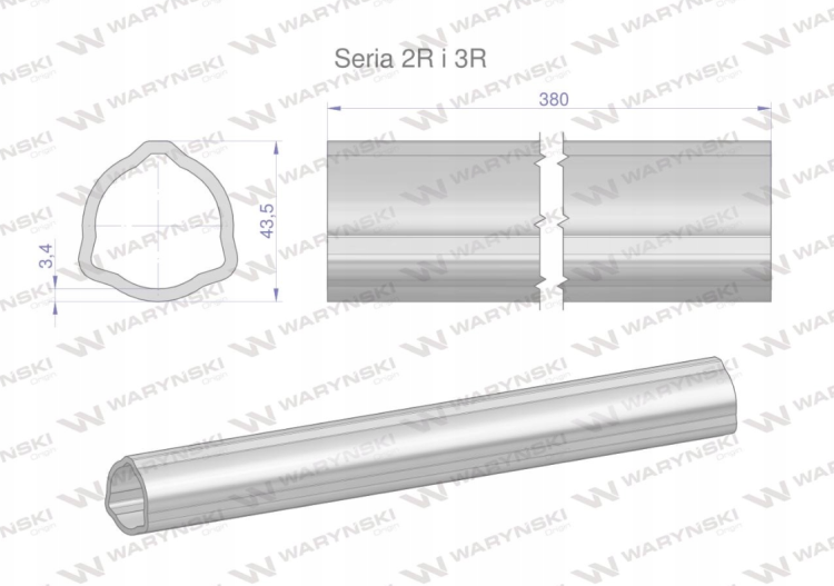 ura zewnętrzna Seria 2R i 3R do wału 510 przegubowo-teleskopowego 43.5x3.4 mm 385 mm