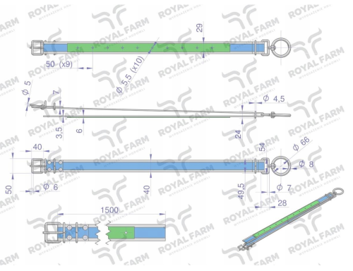 Obroża dla cieląt 150 cm x 4 cm z okrętką 8mm Royal.png
