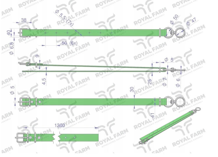 Obroża wąska 130 cm x 3 cm z okrętką.png