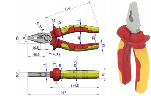 Szczypce izolowane, uniwersalne 160 mm .VDE. Waryński WMP012