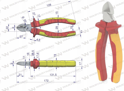 Szczypce izolowane boczne 160 mm VDE Waryński.png
