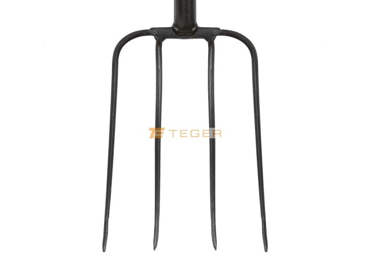 Widły gospodarcze 4-zębne na metalowym trzonku - Extra Long, (długość 1600 mm), Teger T-G-WGMT4Z-03