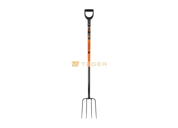 Widły gospodarcze 4-zębne na metalowym trzonku - Extra Long, (długość 1600 mm), Teger T-G-WGMT4Z-03