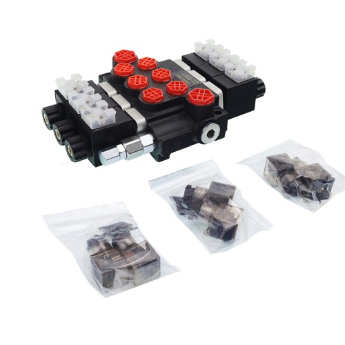 Rozdzielacz Hydrauliczny 3-sekcyjny Z50 40l/min Sterowany Elektrycznie 24V Wtyczki Elektryczne W Komplecie GMPZ503OT24VH