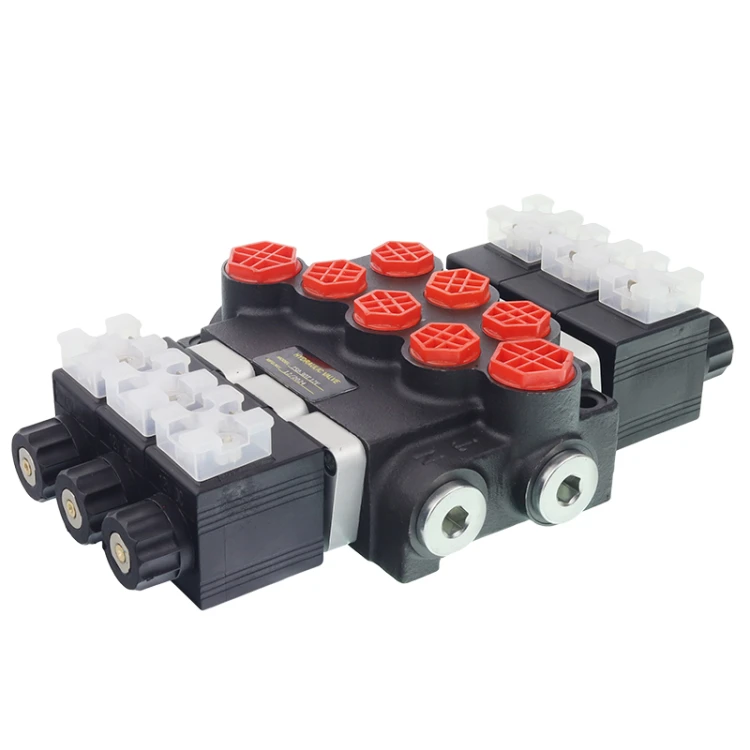 Rozdzielacz Hydrauliczny 3-sekcyjny Z50 40l/min Sterowany Elektrycznie 12V Wtyczki Elektryczne W Komplecie GMPZ503OT12VH