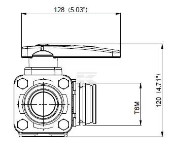 Zawór kulowy 3-drożny z przyłączem widełkowym T6 453014S66 Arag