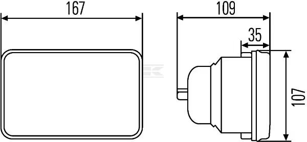 Element optyczny reflektora 12 24V 167x107 mm Hella 1AB003177071