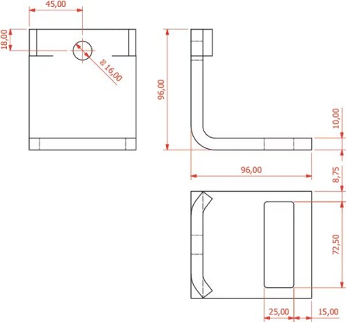 Uchwyt zęba 70x12 mm rama 60x60 mm CP315