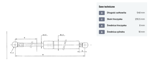 Siłownik Sprężyna gazowa 548mm skok 230,5 250N CA033035 Stabilus.png